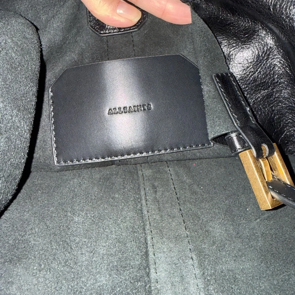 💯 Authentic ALLSAINTS Soft Black Leather Hobo. Unique, large bag!! - Picture 13 of 15